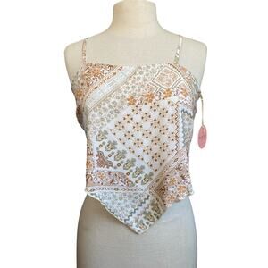 NWT Rose & Grey floral print handkerchief style top S